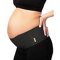 AZMED Maternity Belly Band for Pregnant Women - Breathable Pregnancy Belly Support Band for Abdomen - Adjustable Maternity Belt - Belly Bands for Pregnant Women - Pregnancy Support Belt (Black)