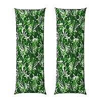 Monstera Deliciosa Banana Palm Print Pillow Cover Long Pillow Case,20x54in Hair and Skin,Coffee Party, Hotel Quality