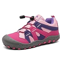Mishansha Youth Ankle Shoes Waterproof Athletic Shoe Girls Boys Outdoor Sport Shoes Hook & Loop Trail Hiking Shoes Pink