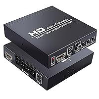 SCART to HDMI Conver, 1080P Scart Converter Video Audio Box, HD Video Converter with PAL/NTSC Video Scaler, 1080P/720P, 3.5mm Coaxial Audio Out for TV and DVD Player