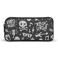 Rock and Roll Pencil Case Large Capacity Zippered Pen Bag Stationery Organizer for Home Office