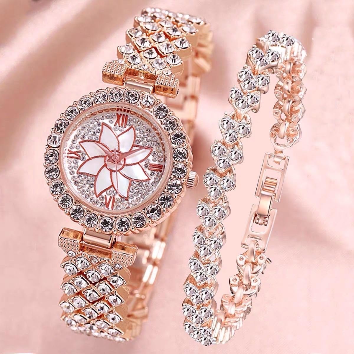 Elegant Watch and Crystal Bangle Bracelet Set for Women