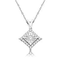 NATALIA DRAKE Miracle Halo 1/4 Cttw Diamond Necklace for Women in Rhodium Plated 925 Sterling Silver Color I-J/Clarity I2-I3
