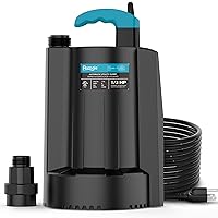 1/3 HP Automatic Submersible Water Pump, 2250GPH Sump Pump Portable Electric Utility Pump Removal for Pool Draining Basement Hot Tubs Garden Pool Cover Pond with 20ft Power Cord