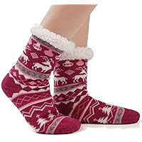 Warm Fleece Lined Winter Soft Slipper Socks Christmas With Non Slip Men's Women