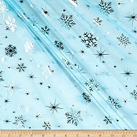 Iridescent Snowflake Organza Turquoise, Fabric by the Yard