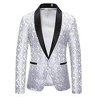 Men's Formal Tuxedo Paisly Coat Blazer Shawl Lapel Jacket for Wedding,Dinner,Party,Prom