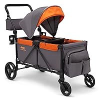 Jeep Sport All-Terrain Stroller Wagon by Delta Children - Includes Canopy, Parent Organizer, Adjustable Handlebar, Snack Tray & Cup Holders, Grey/Bonfire