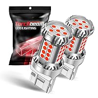 Torchbeam 7440 7443 Red LED Bulbs for Brake Lights, 600% Bighter Perfect for Tail Brake Stop Parking Signal Lights, DRL, T20 7441 7444 LED Bulb with 3030SMD Chips, Pack of 2 Red