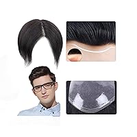 Toupee For Men Real Human Hair Replacement System Natural Looking 0.1mm Invisible Ultra Thin Mens Hairpieces (Color : Black, Size : 14 * 19)