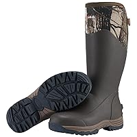 HISEA Rubber Rain Boots for Men, Waterproof Insulated Neoprene Hunting Boots, Durable Anti-Slip Outdoor Mud Boots for Hunting Gardening Farming Fishing Yard Working, Adjustable Calf