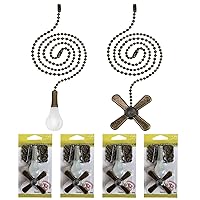 Ceiling Fan Pull Chain Extender, 𝟴 𝗣𝗶𝗲𝗰𝗲𝘀 3mm Diameter Beaded Ball 𝑭𝒂𝒏 𝑷𝒖𝒍𝒍 𝑪𝒉𝒂𝒊𝒏,𝟮𝟰 𝗶𝗻𝗰𝗵 Extra Long with Decorative Frosted Glass Bulb and Fan Cord (Antique)
