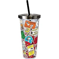 Spoontiques Peanuts Sticker Art Glitter Cup, Gift for Kids and Adults, Holds Hot and Cold Beverages