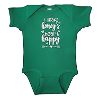 I Make Honey's Heart Happy Green Infant Bodysuit, Baby Shower Newborn Gift, Pregnancy Reveal Present, Valentine's or Mother's Day (6M, Short Sleeve, Green)