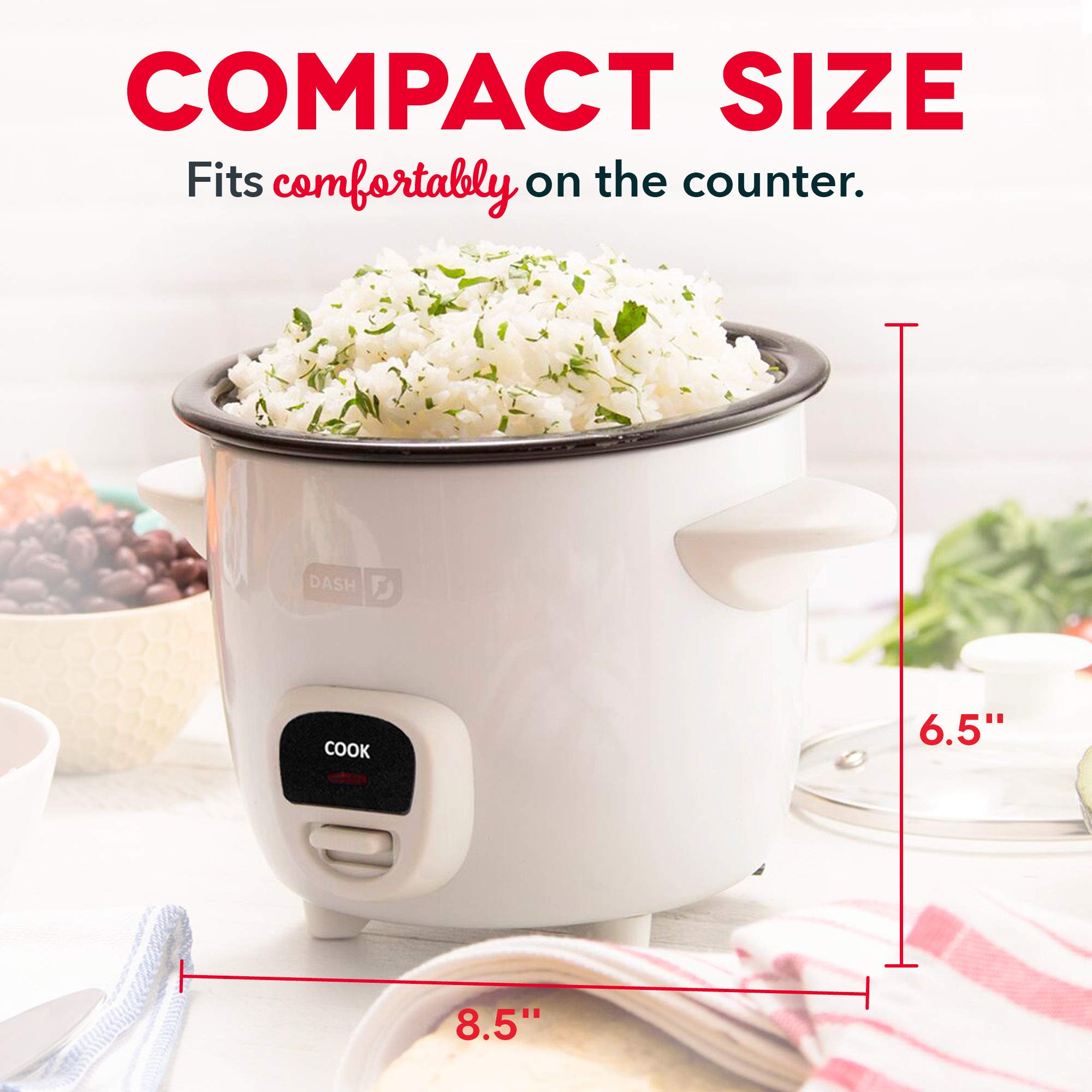 DASH Mini Rice Cooker Steamer with Removable Nonstick Pot, Keep Warm Function & Recipe Guide, Half Quart, for Soups, Stews, Grains & Oatmeal - Black