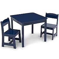 MySize Kids Wood Table and Chair Set (2 Chairs Included), Deep Blue