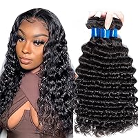 Brazilian Virgin Hair Deep Wave 4 Bundles 20 22 24 26inch 100% Unprocessed Deep Wave Human Hair Weave Extensions Natural Color (100+/-5g)/bundle Can be Dyed and Bleached