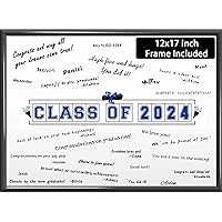 2024 Graduation Decorations Class of 2024 Signature Board Frame Blue Grad Guest Book Alternatives Graduation Gift Keepsake Graduation Display Board for Party Supplies12 x 17in Sign Poster