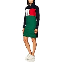 Tommy Hilfiger Sneaker Long-Sleeved A-Line Dresses for Women, Sky Captain Multi, Small