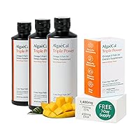 ALGAECAL 3 Pack Bundle - Triple Power Omega-3 Fish Oil, Natural Liquid Emulsion with EPA & DHA, Curcumin & Astaxanthin for Heart, Eye, Joint, Brain, Bone Health and Overall Wellness