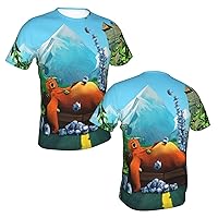 Men's T Shirt Polyester Graphic Short Sleeve Crew Neck Tee Shirts Casual Tops Black