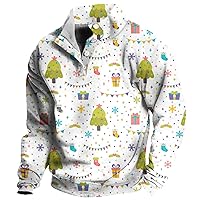 christmas sweatshirt for men snowflake Graphic long sleeve henley shirt fall stand collar button going out pullover