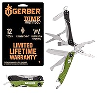 Gerber Gear Dime 12-in-1 Mini Multi-tool - Needle Nose Pliers, Pocket Knife, Keychain, Bottle Opener - EDC Gear and Equipment - Green