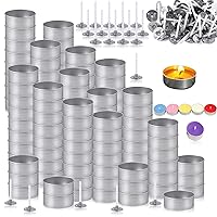 100 Pcs Aluminum Tea Lights Cups, Empty Case Candle Wax Containers, Metal Tea Light Tins with 100 Pcs Candle Wicks Packaged in Carton Box, Candle Mold for DIY Candles Making Supplies