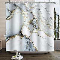 Renaiss 72x78 Inches Abstract Marble Shower Curtain Gray White Gold Marble Texture Modern Luxury Watercolor Art Pattern Shower Curtains for Home Bathroom Decor Polyester Fabric Waterproof with Hooks