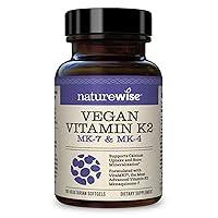 NatureWise Vegan Vitamin K2 as MK-7 100mcg and MK4 500mcg - Enhanced Bioavailability Formula - K2 Vitamin Supplement for Bone Strength - Vegan, Gluten Free, Non-GMO - 90 Softgels[3-Month Supply]