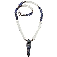 Satin Crystals Selenite Sodalite Necklace Goddess of White Moon Blue Ocean