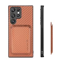 LUVI Compatible with Galaxy S24 Ultra Wallet Case with Detachable Card Holder Magnetic Slim Weaving Patterns Protection Fashion Protective Cover for Women Man-Orange