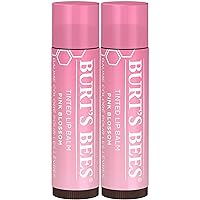 Burt's Bees Lip Tint Balm, Mothers Day Gifts for Mom with Long Lasting 2 in 1 Duo Tinted Balm Formula, Color Infused with Deeply Hydrating Shea Butter for a Buildable Finish, Pink Blossom (2-Pack)