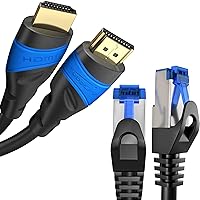 KabelDirekt – HDMI Cable 8K/4K – 6ft – with A.I.S Shielding, Supports All HDMI Devices Like PS5, Xbox, Switch + Ethernet Cable – 6ft – Network, Patch & Internet Cable, F/UTP, Cat 6 for 1Gbit/s