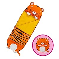 Happy Nappers Pillow & Sleepy Sack- Comfy, Cozy, Compact, Super Soft, Warm, All Season, Sleeping Bag with Pillow- Large 66” x 30”, Tiger
