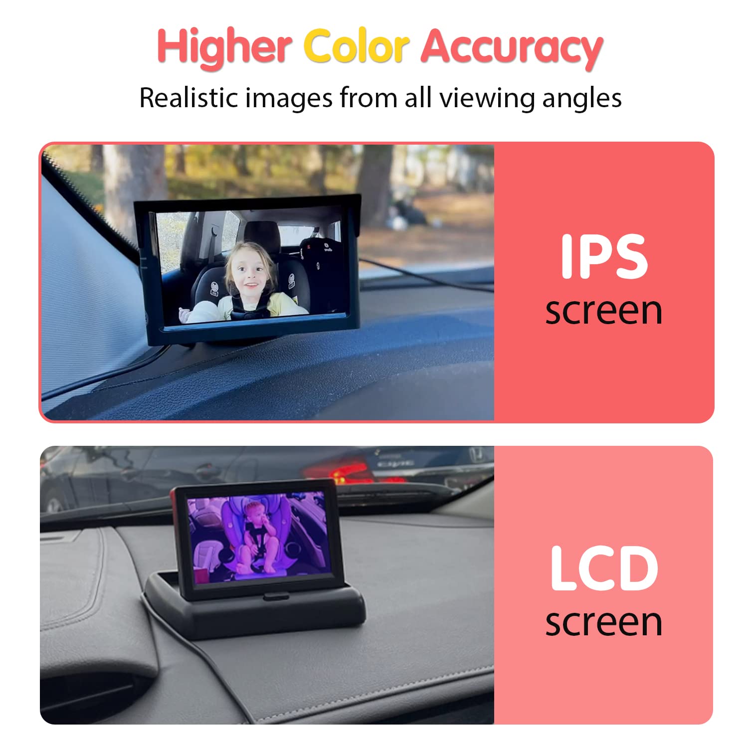 Luckview BM1 Baby Car Camera, 5'' 1080P Mirror Monitor with IR Night Vision, 3X Zoom in Closer, Full Crystal Clear View for Back Seat Rear Facing, 5 Mins Easy Installation