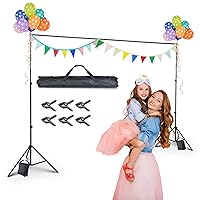 AW Backdrop Stand 10 x 7ft/3m x 2.1m Adjustable Parties Background Support System Stand with 6 Clamps 2 Sand Bags for Studio Photo Event Live Youtuber Classroom Stage for Puppets