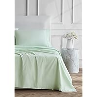 Luxury Cotton 400 Thread Count Ultimate Cotton Percale 3-Piece Sheet Set, Twin, Sage Green