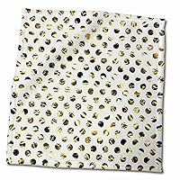 3dRose Faux Gold Effect Polkadots on White Background- not Metallic - Towels (twl-219465-3)