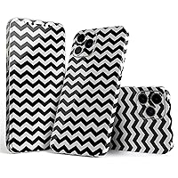 Full Body Skin Decal Wrap Kit Compatible with iPhone 15 Pro - Black & White Chevron Pattern V2