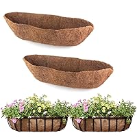 2 Pack Trough Coco Liner Fiber Replacement for Planters, 24/30/36/48 inch Half Moon Coconut Coir Planter for Window Box/Hanging Garden Vegetables Pot, Fence Flower Baskets