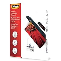 Fellowes Thermal Laminating Pouches, ImageLast, Jam Free, Letter Size, 5 Mil, 50 Pack (5204002)