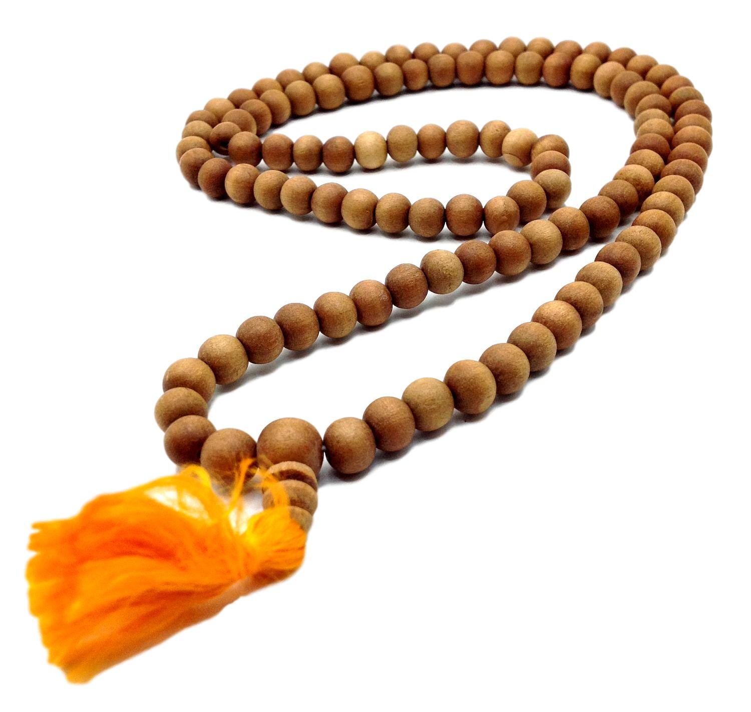 Healing Lama Trademarked 108 Beads Genuine Sandlewood Tibetan Meditation Prayer Japa Mala, Necklace. 8MM Beads Size
