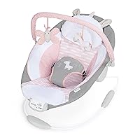 Ingenuity Soothing Baby Bouncer Infant Seat with Vibrations, -Toy Bar & Sounds, 0-6 Months Up to 20 lbs (Pink Flora the Unicorn)