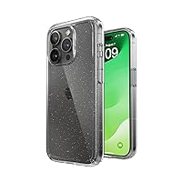 Speck MagSafe Case for iPhone 15 Pro - Drop & Camera Protection, Clear Phone Case, Wireless Charging Compatible, Fits All 6.1 Inch Models - Clear/Platinum Glitter