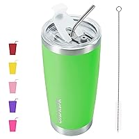 BJPKPK 20 oz Insulated Tumblers With Lid And Straw Stainless Steel Coffee Tumbler Cup,Green