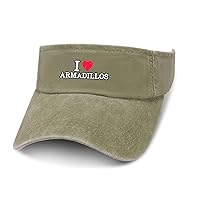 I Love Armadillos Leaky Top Denim Hat Print Sun Visor Hat Baseball Cap Golf Hat for Adult