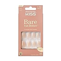 Bare but Better, Press-On Nails, Nail glue included, Embrace It', Light Nude, Medium Size, Coffin Shape, Includes 28 Nails, 2G Glue, 1 Manicure Stick, 1 Mini File