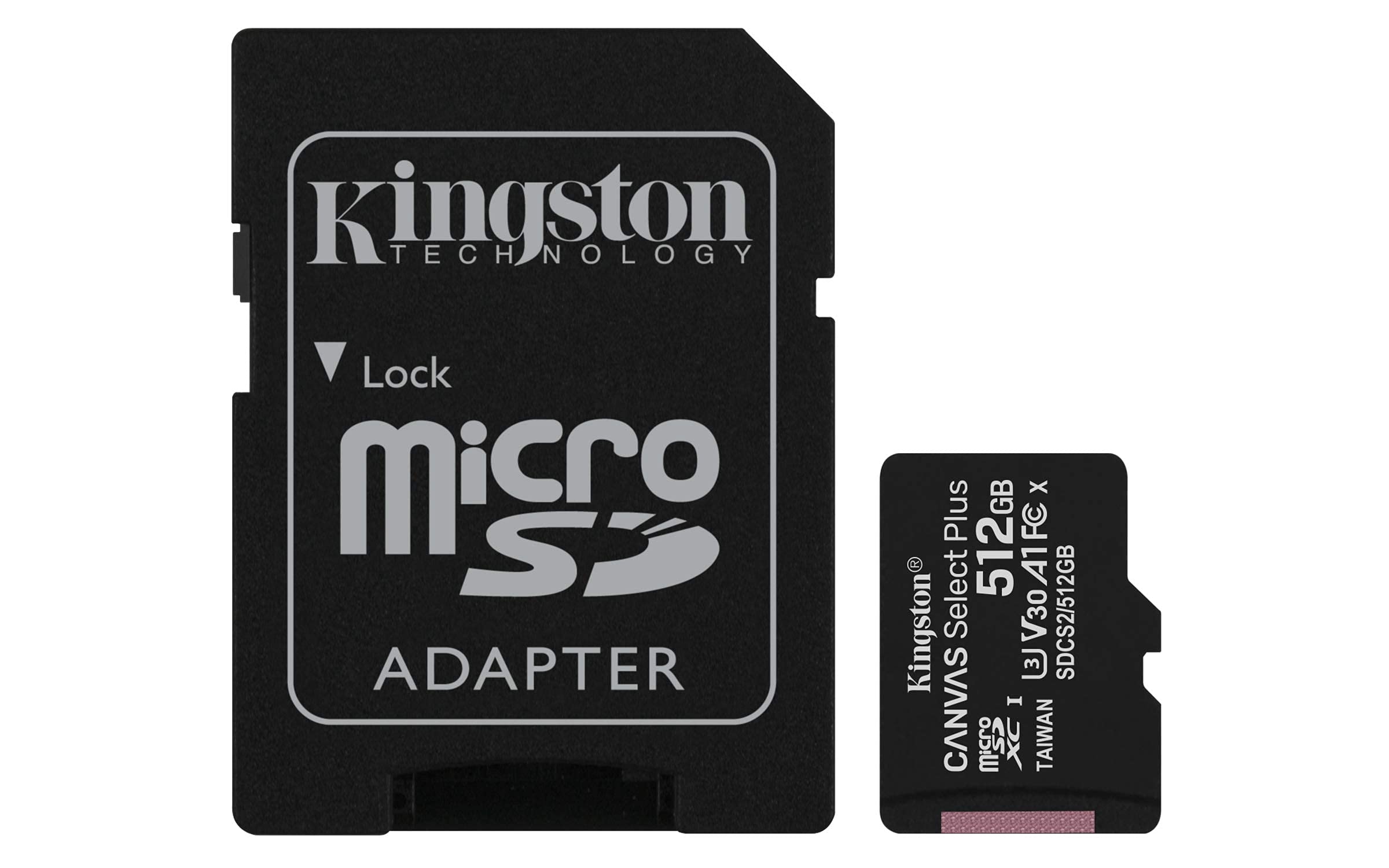 Kingston 512GB microSDXC Canvas Select Plus 100MB/s Read A1 Class UHS-I Memory Card + Adapter (SDCS2/512GB)