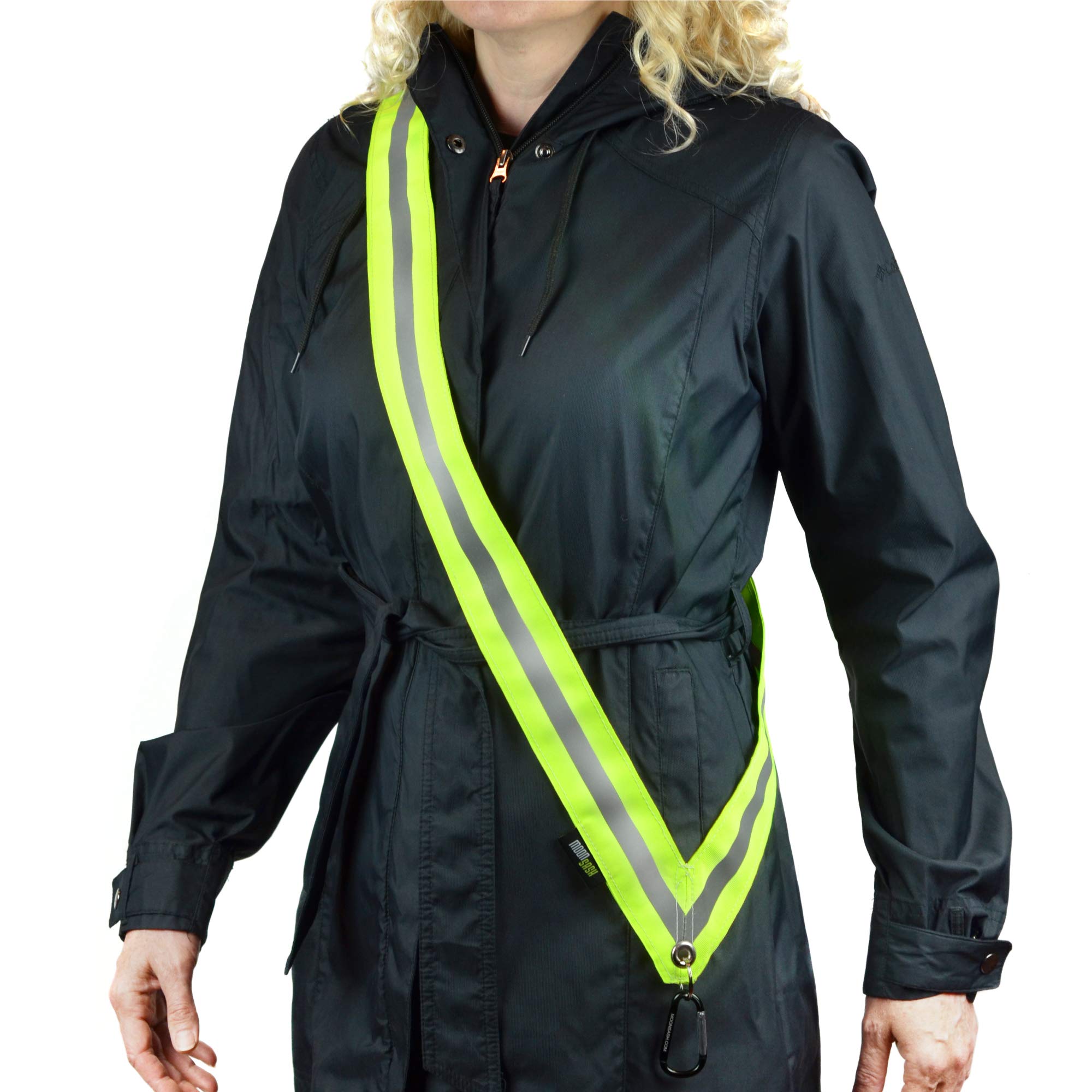 MOONSASH  Made in USA  Patented  The Original + Best Reflective Sash  No Batteries, Fitted Sizes, Reversible, Stylish & Durable Reflective Gear for Walking at Night